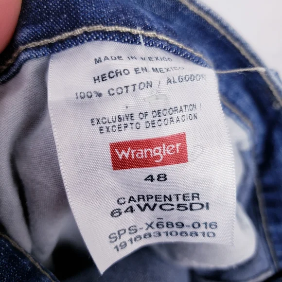 Wrangler Mens carpenter jean shorts blue cotton Size 48 - Picture 4 of 4